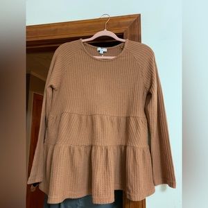 NWT L Love Babydoll Tunic Camel